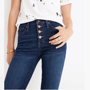 Madewell High Rise Skinny Jeans in Hayes Wash, Button-Front, Size 28P